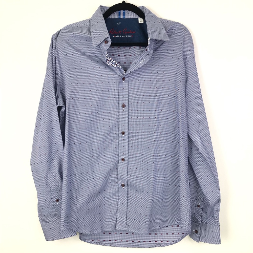 Robert Graham Blue Printed Long Sleeve Button Down
